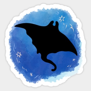 watercolor with stingray silhouette Sticker